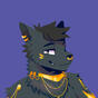 drawing of melo the marten wearing gold accessories