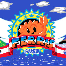 Sonic game logo but with Ferris the crab instead